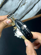 True Worth Original Chronograph Leather Strap Watch - Full Black