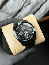 True Worth Original Chronograph Leather Strap Watch - Full Black