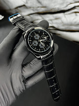 True Worth Original Chronograph Leather Strap Watch - Full Black