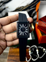 Classic Square Dial Silicone Strap Watch - Black Dial