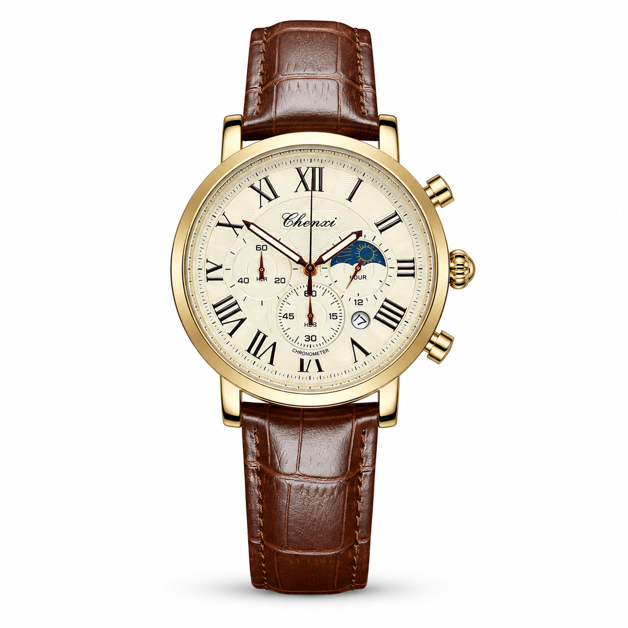 Chenxi Leather Strap Chronograph Watch