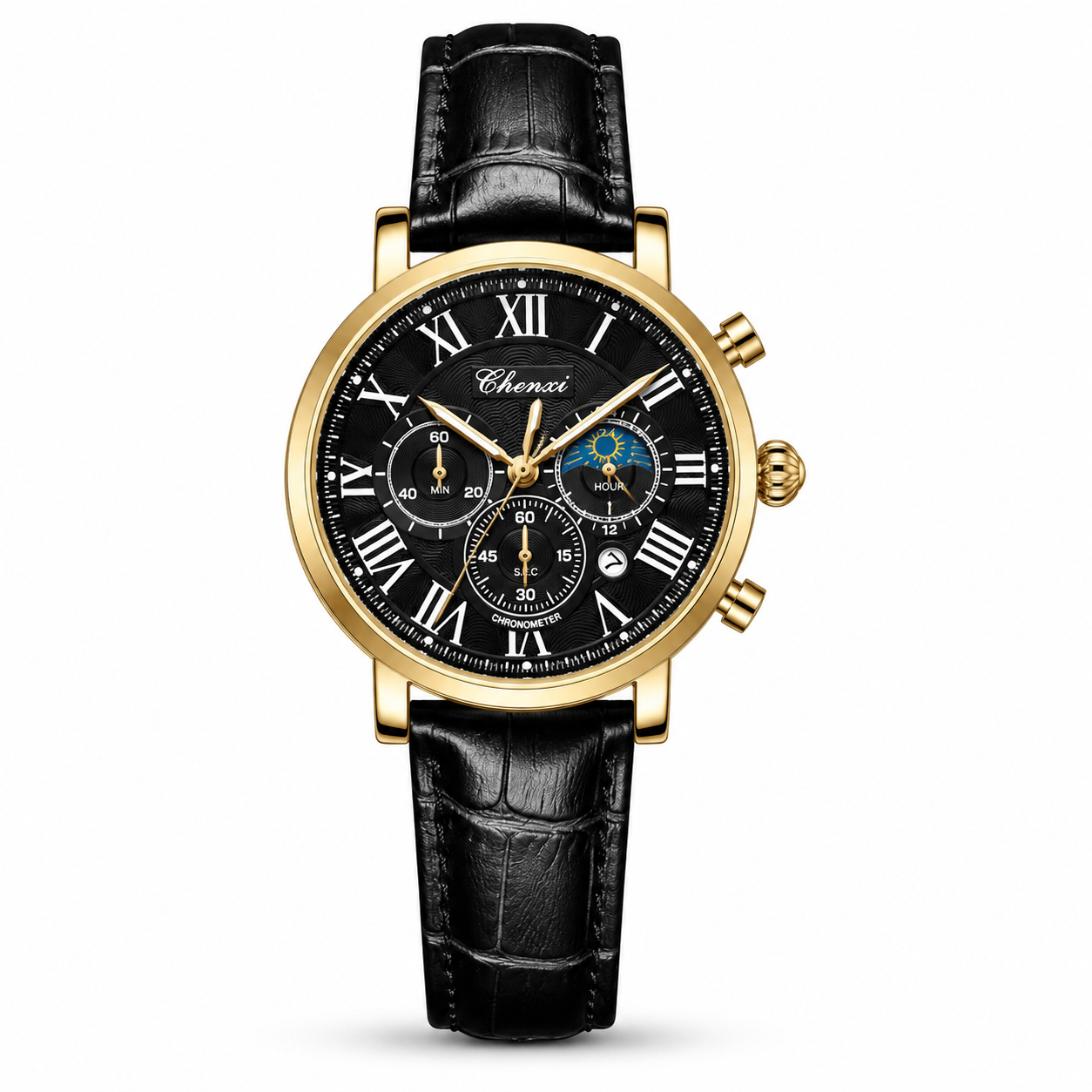 Chenxi Leather Strap Chronograph Watch
