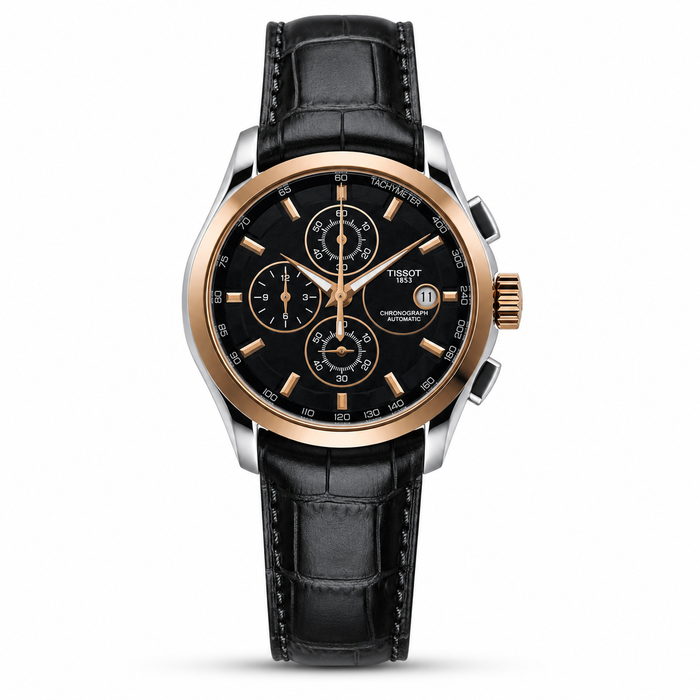 Tsot Leather Strap Chronograph Watch