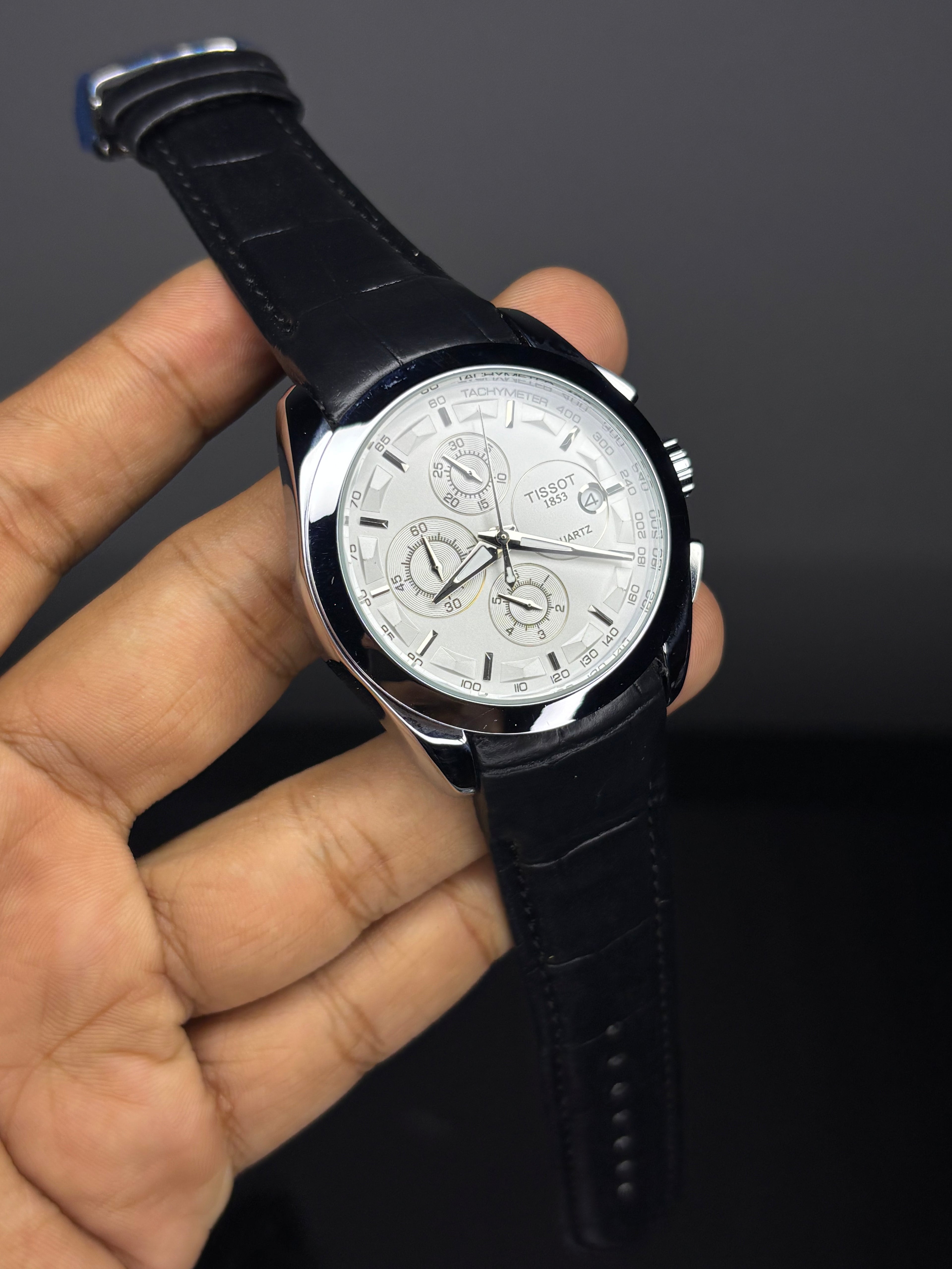 Tsot Leather Strap Chronograph Watch