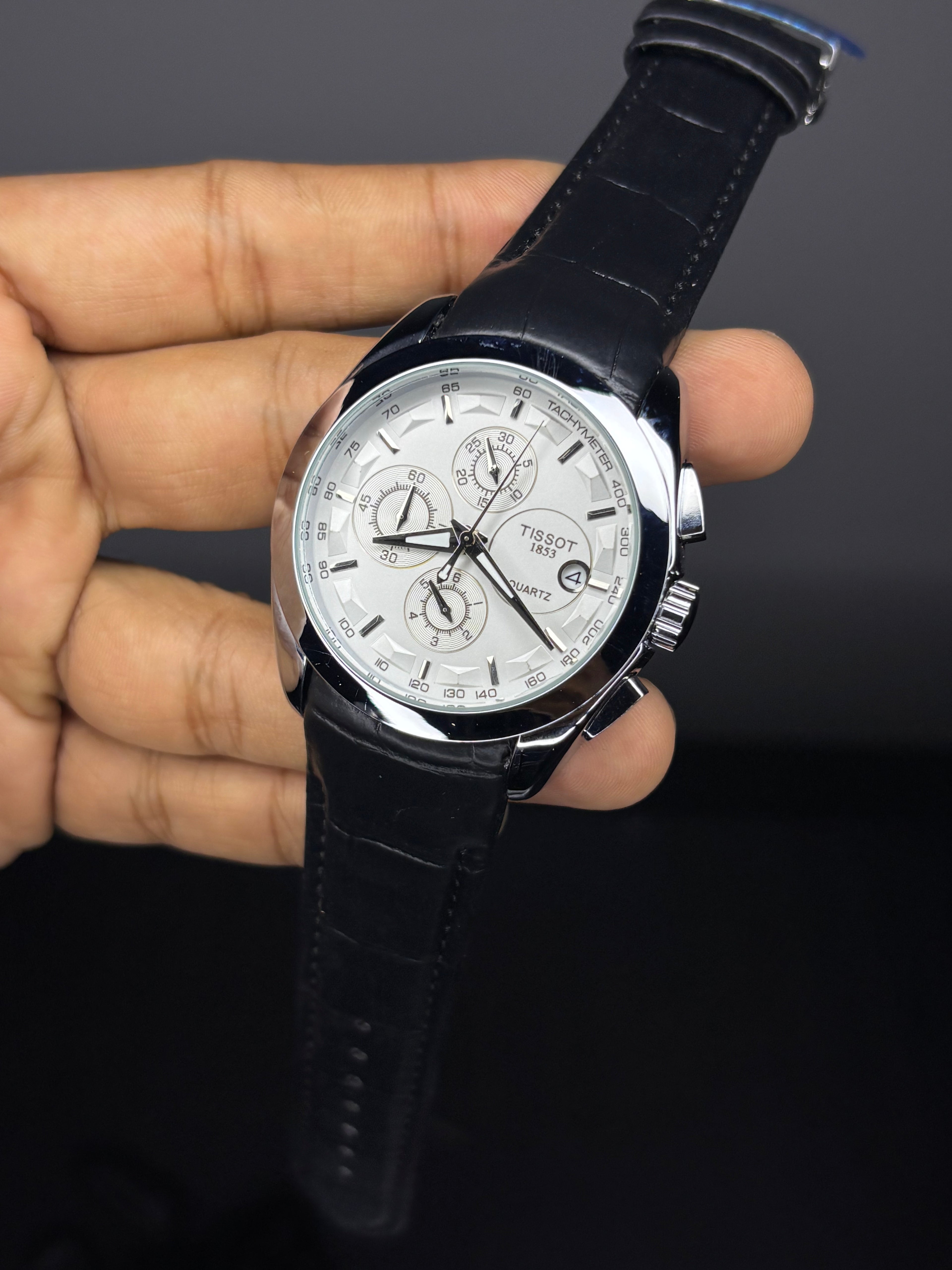 Tsot Leather Strap Chronograph Watch