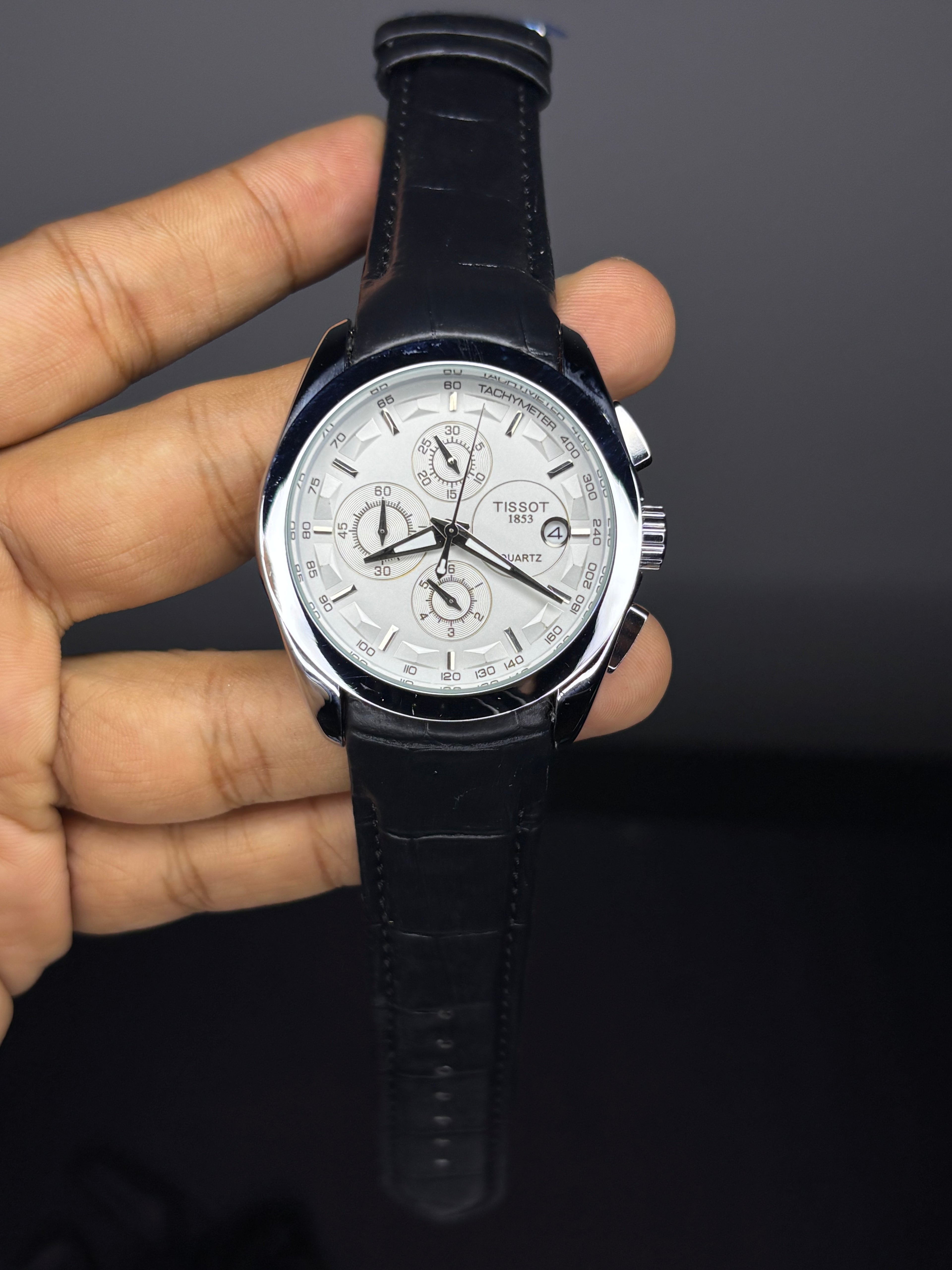 Tsot Leather Strap Chronograph Watch