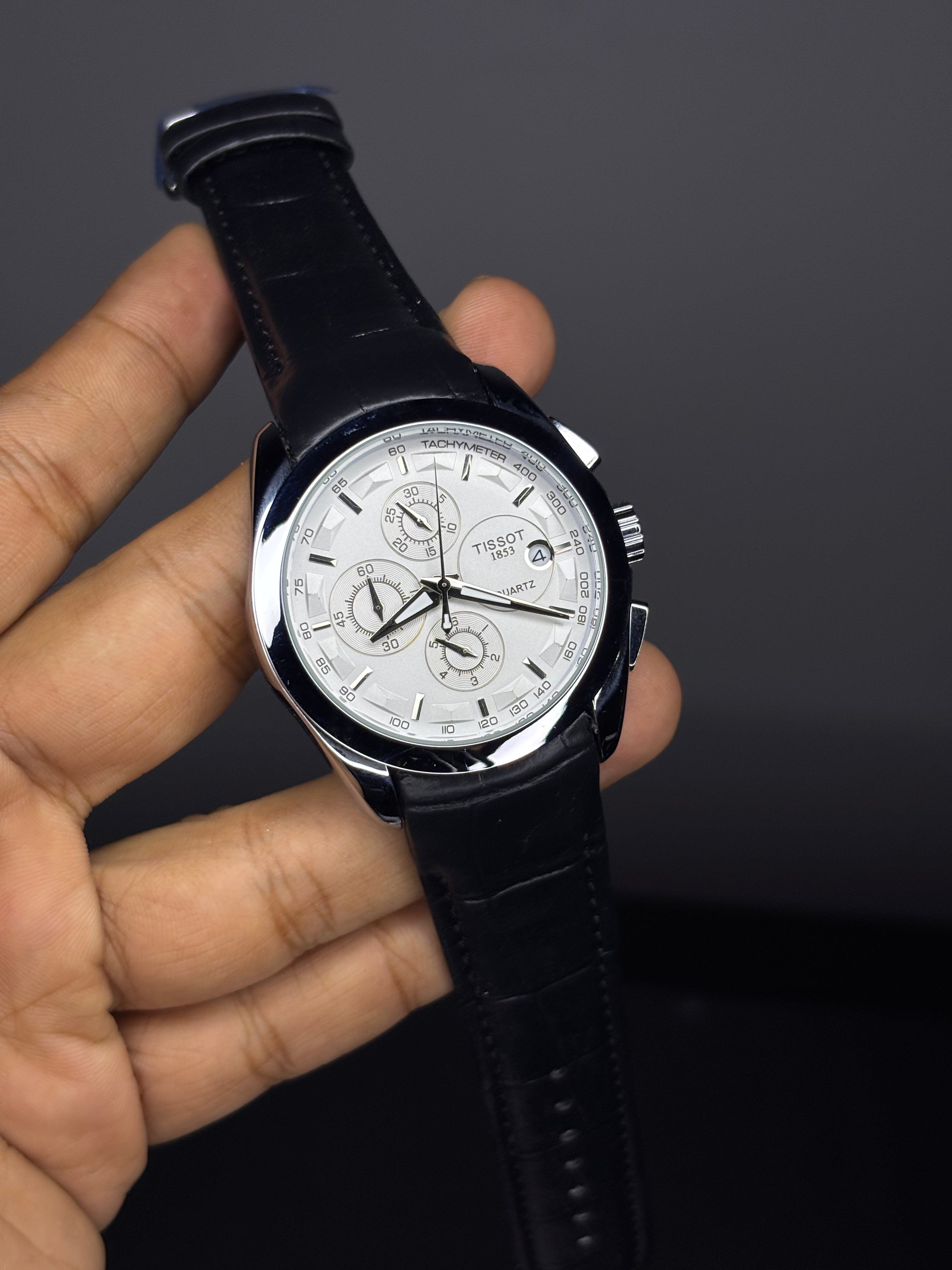 Tsot Leather Strap Chronograph Watch
