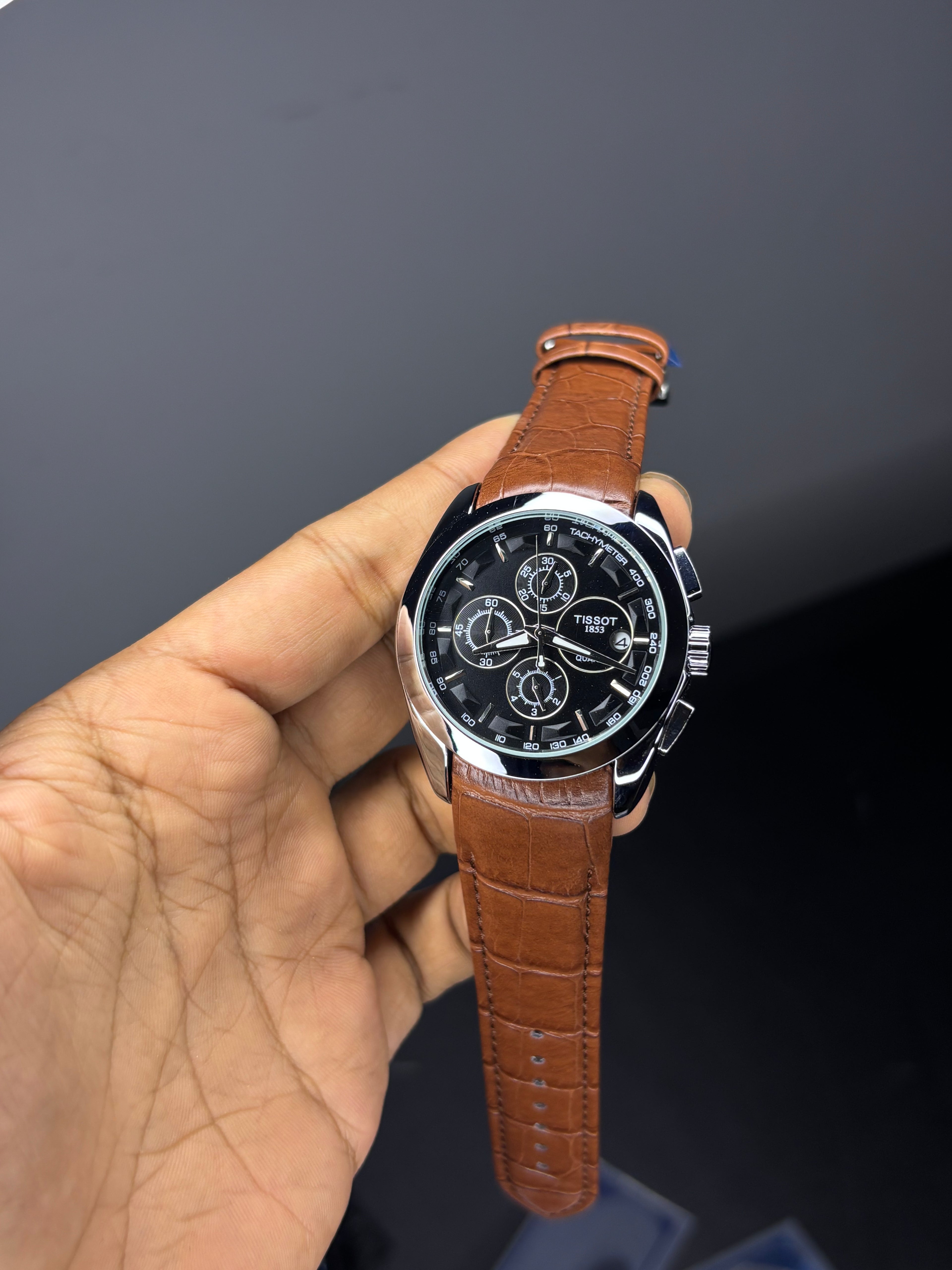 Tsot Leather Strap Chronograph Watch