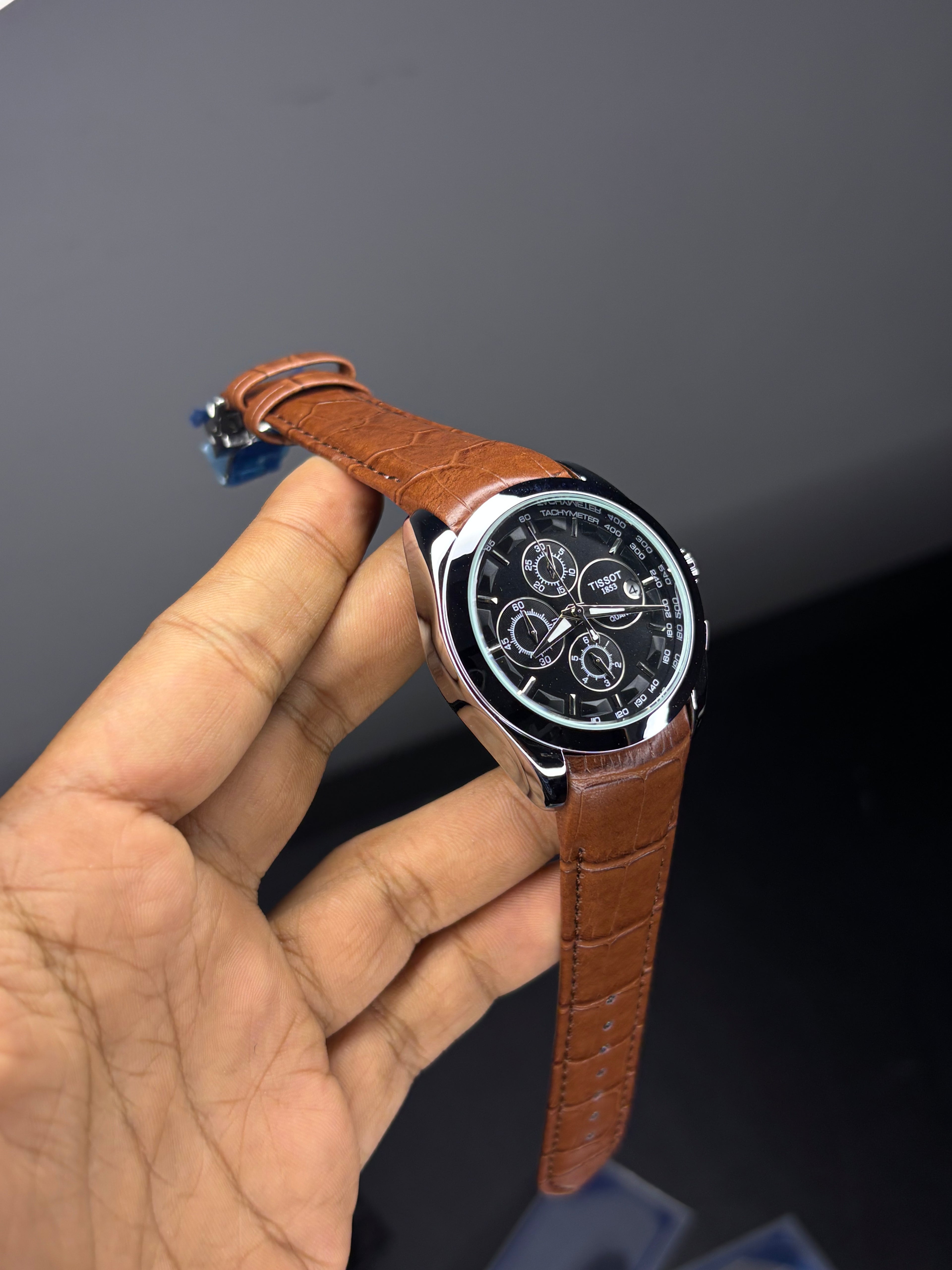 Tsot Leather Strap Chronograph Watch