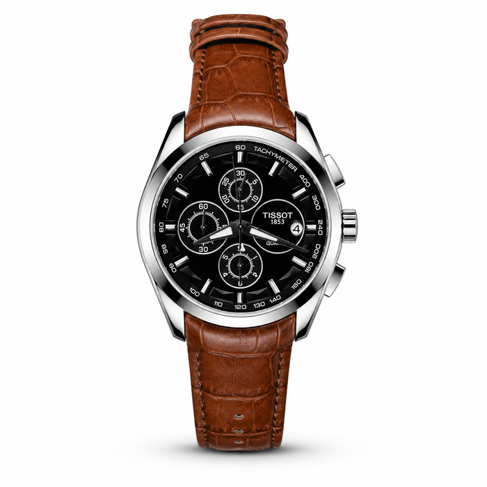 Tsot Leather Strap Chronograph Watch