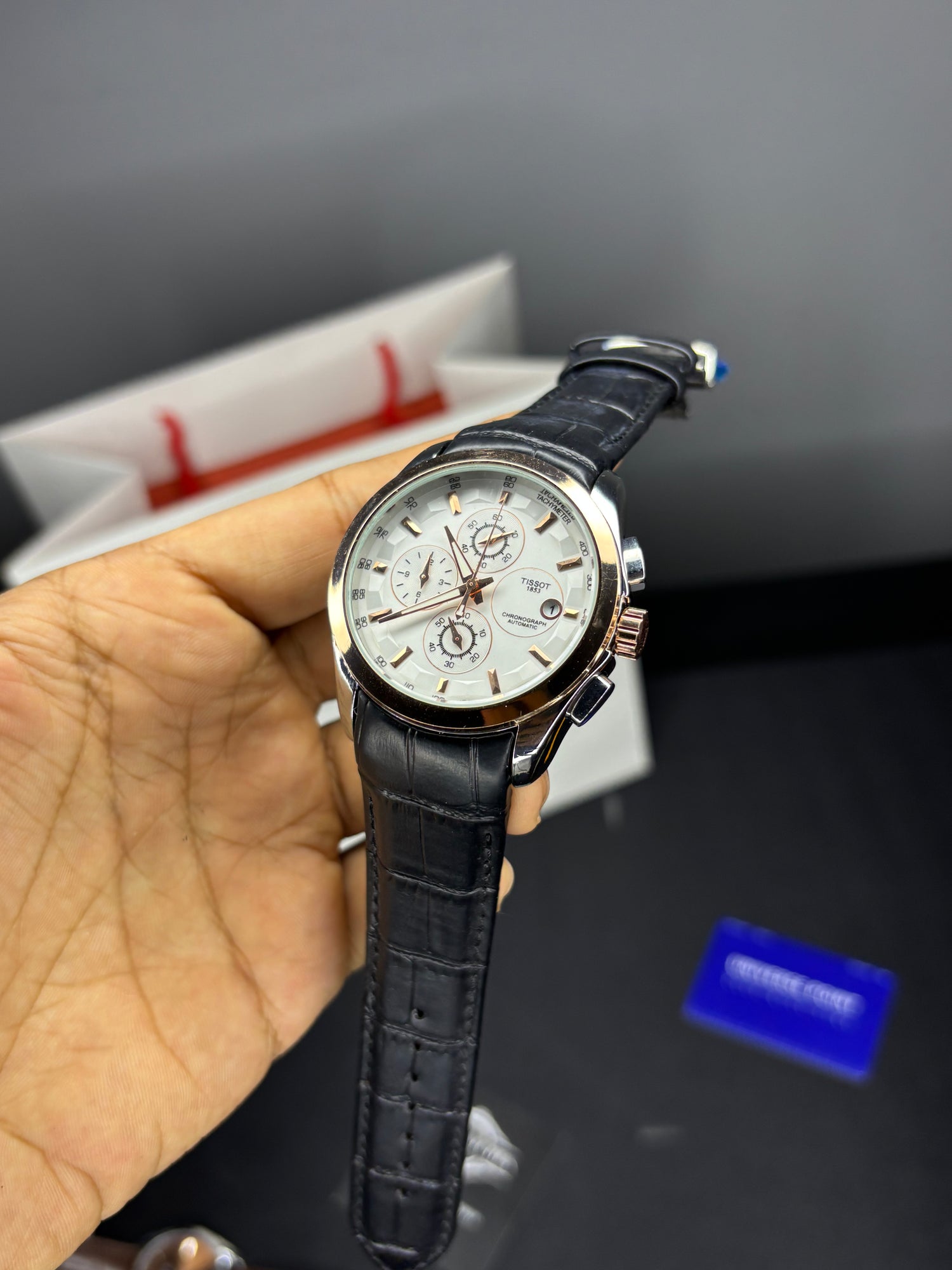 Tsot Leather Strap Chronograph Watch