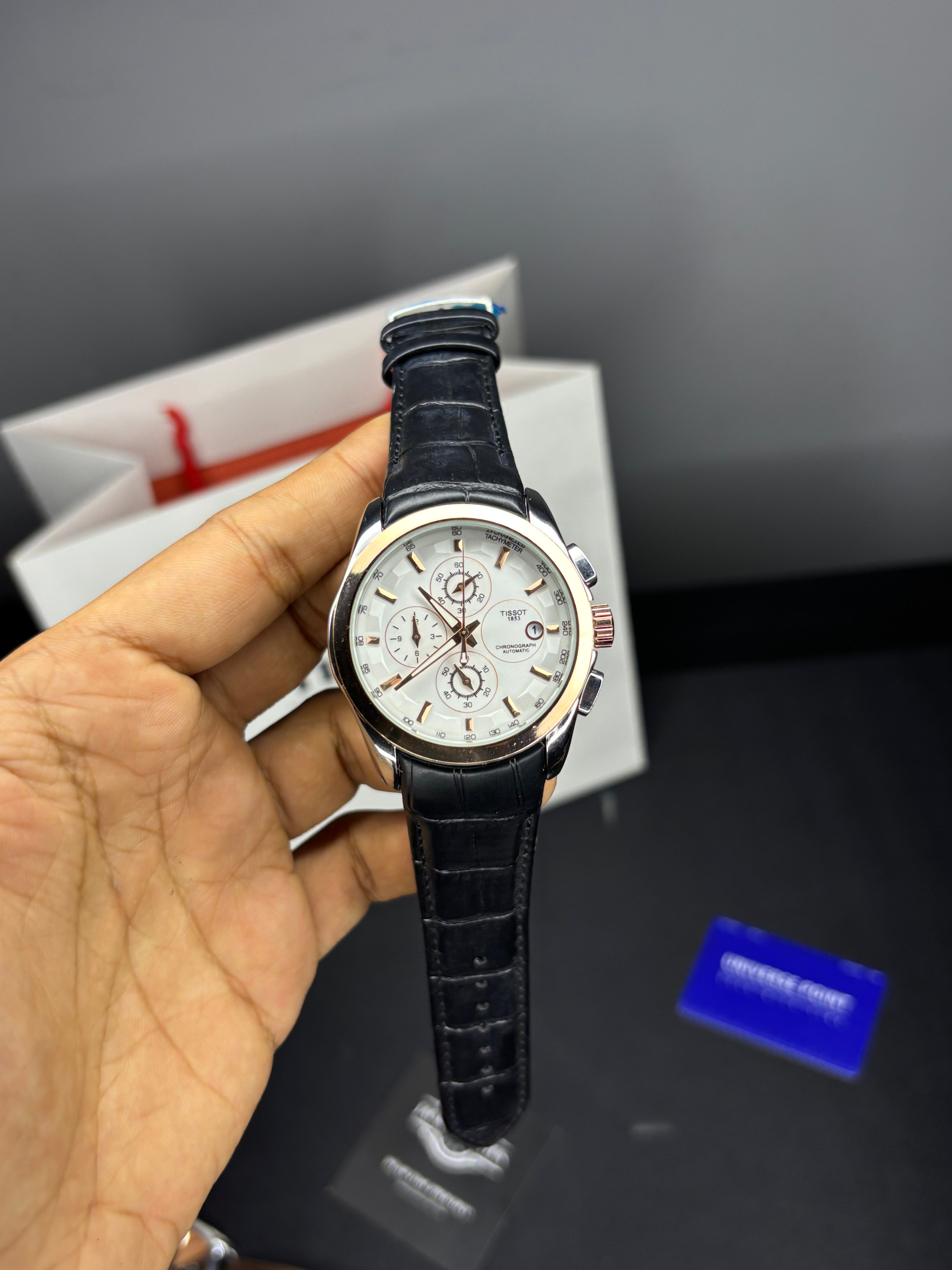 Tsot Leather Strap Chronograph Watch