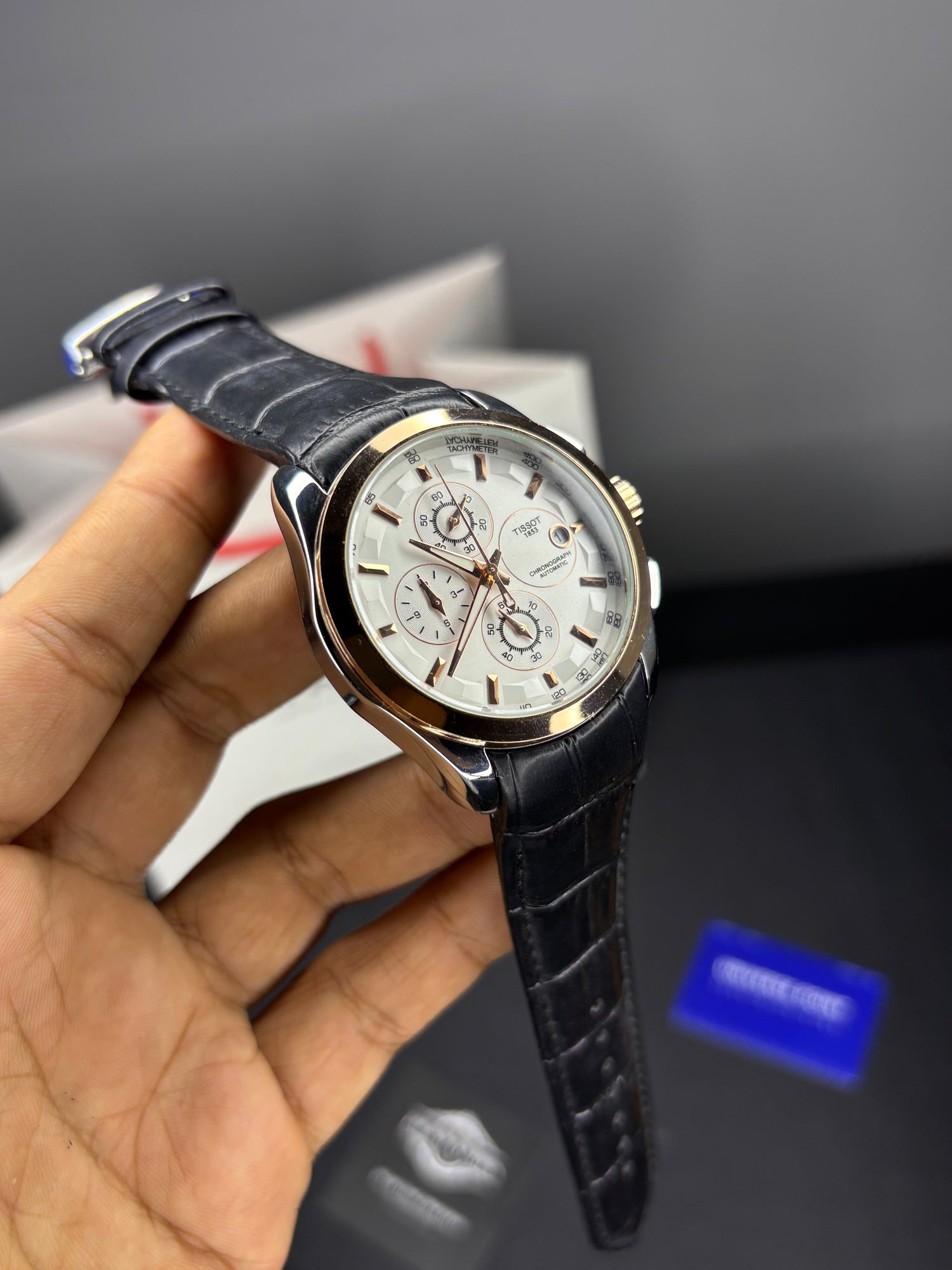 Tsot Leather Strap Chronograph Watch