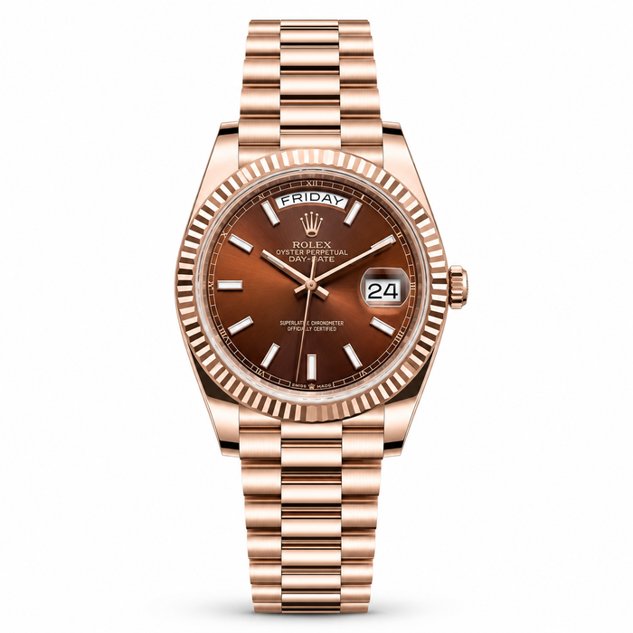 RLX Day-Date Automatic Rose Gold - Chocolate Dial