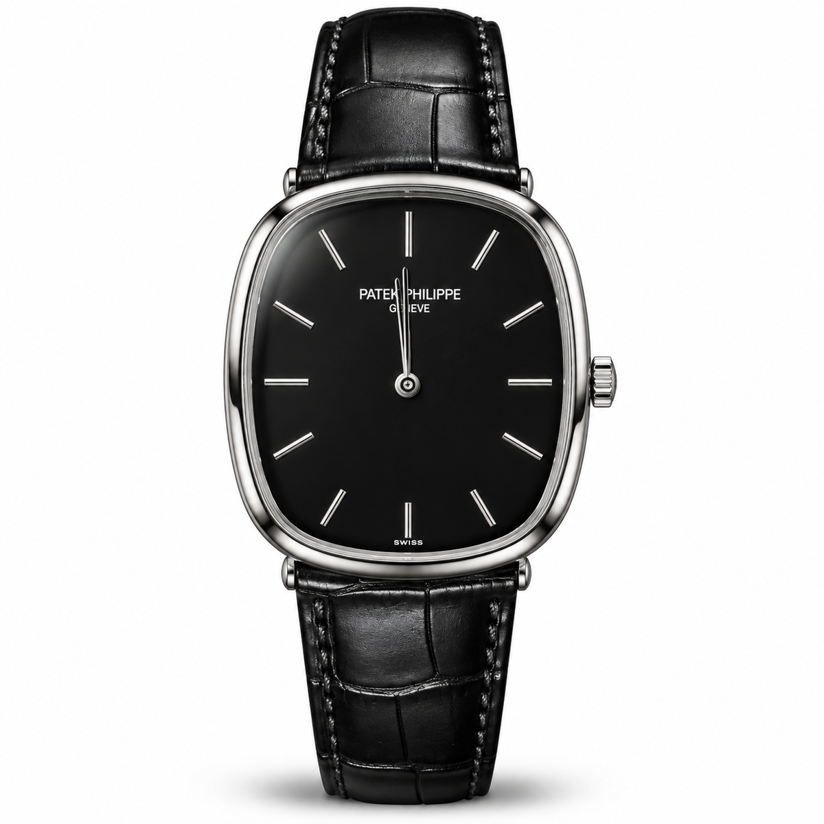 Patek Golden Ellipse Leather Straps Quartz - Silver Case