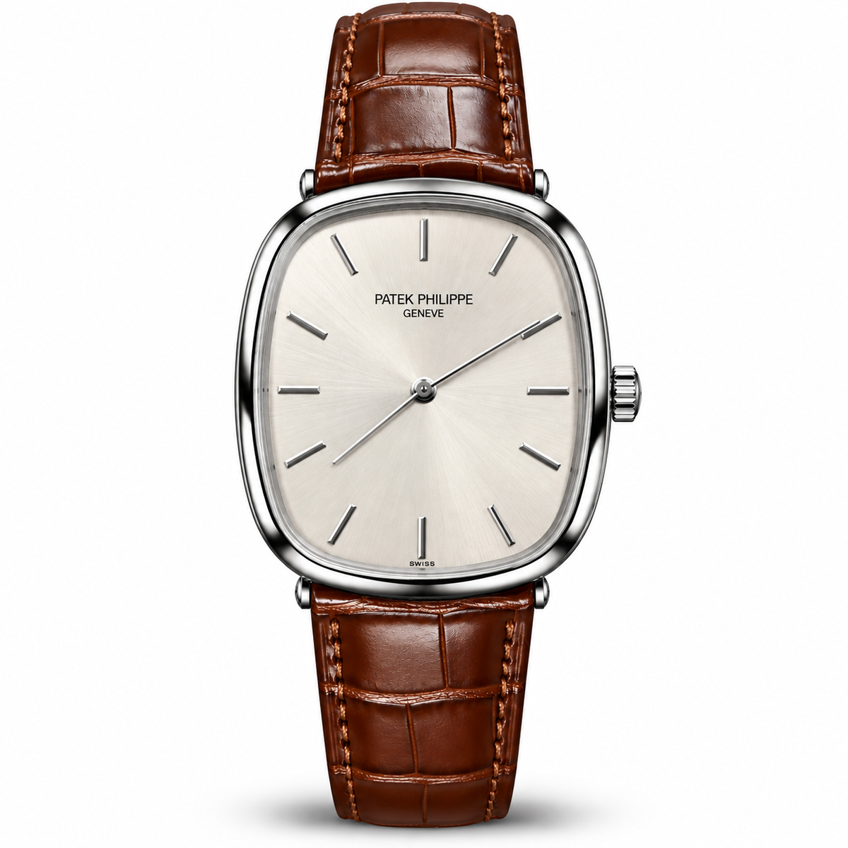 Patek Golden Ellipse Leather Straps Quartz - Silver Case