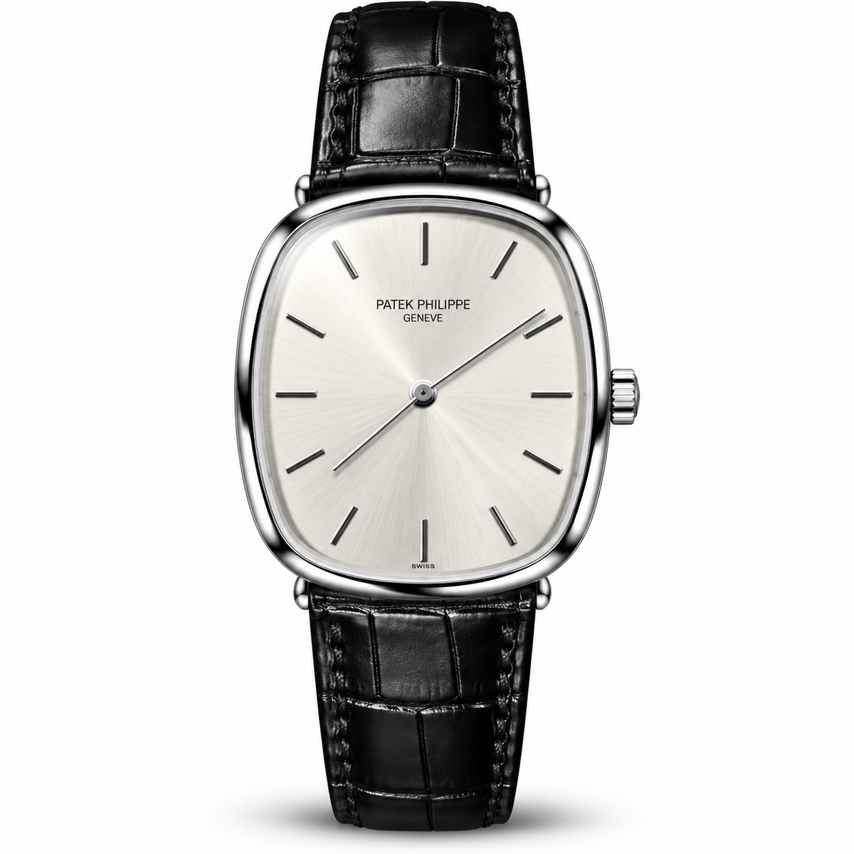 Patek Golden Ellipse Leather Straps Quartz - Silver Case
