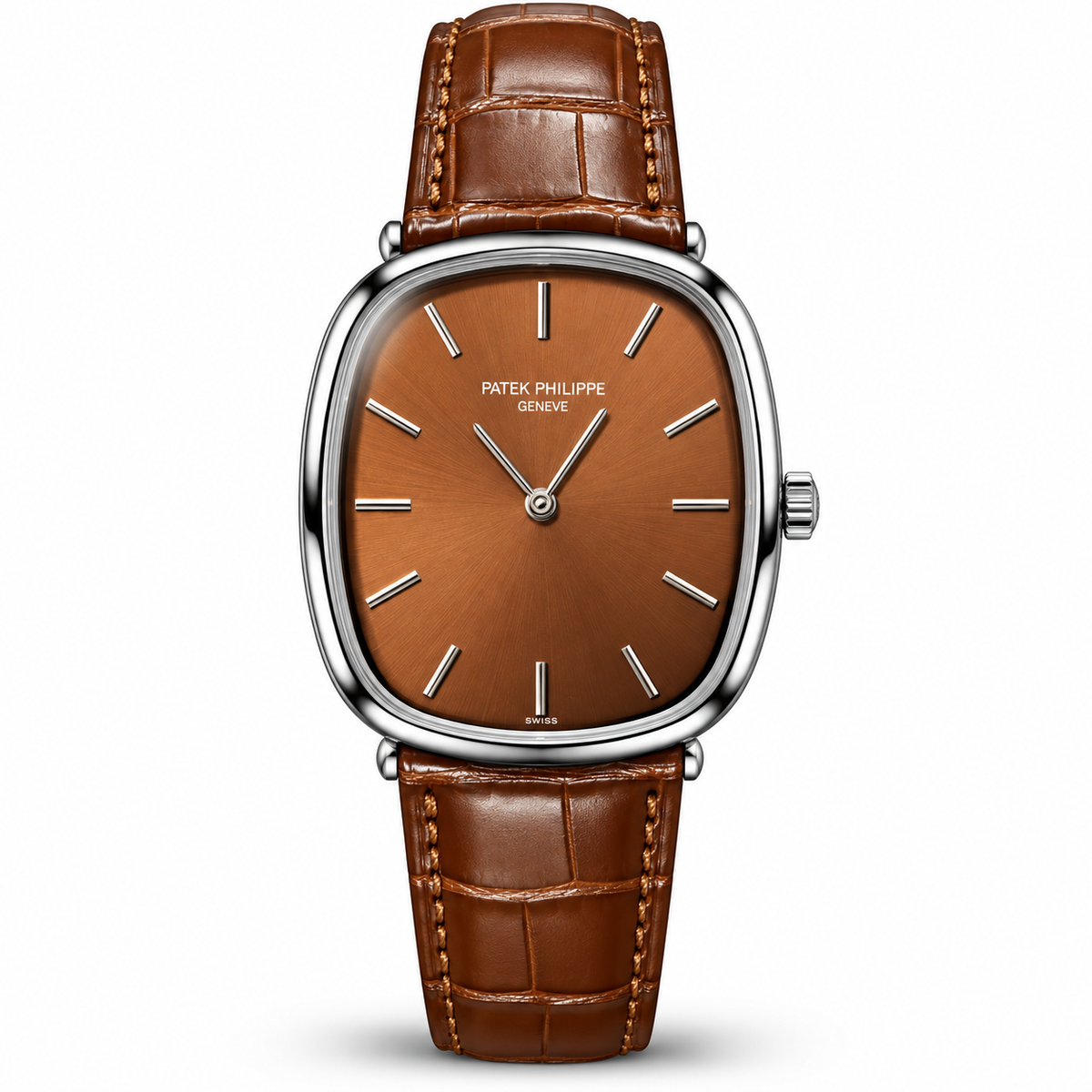 Patek Golden Ellipse Leather Straps Quartz - Silver Case
