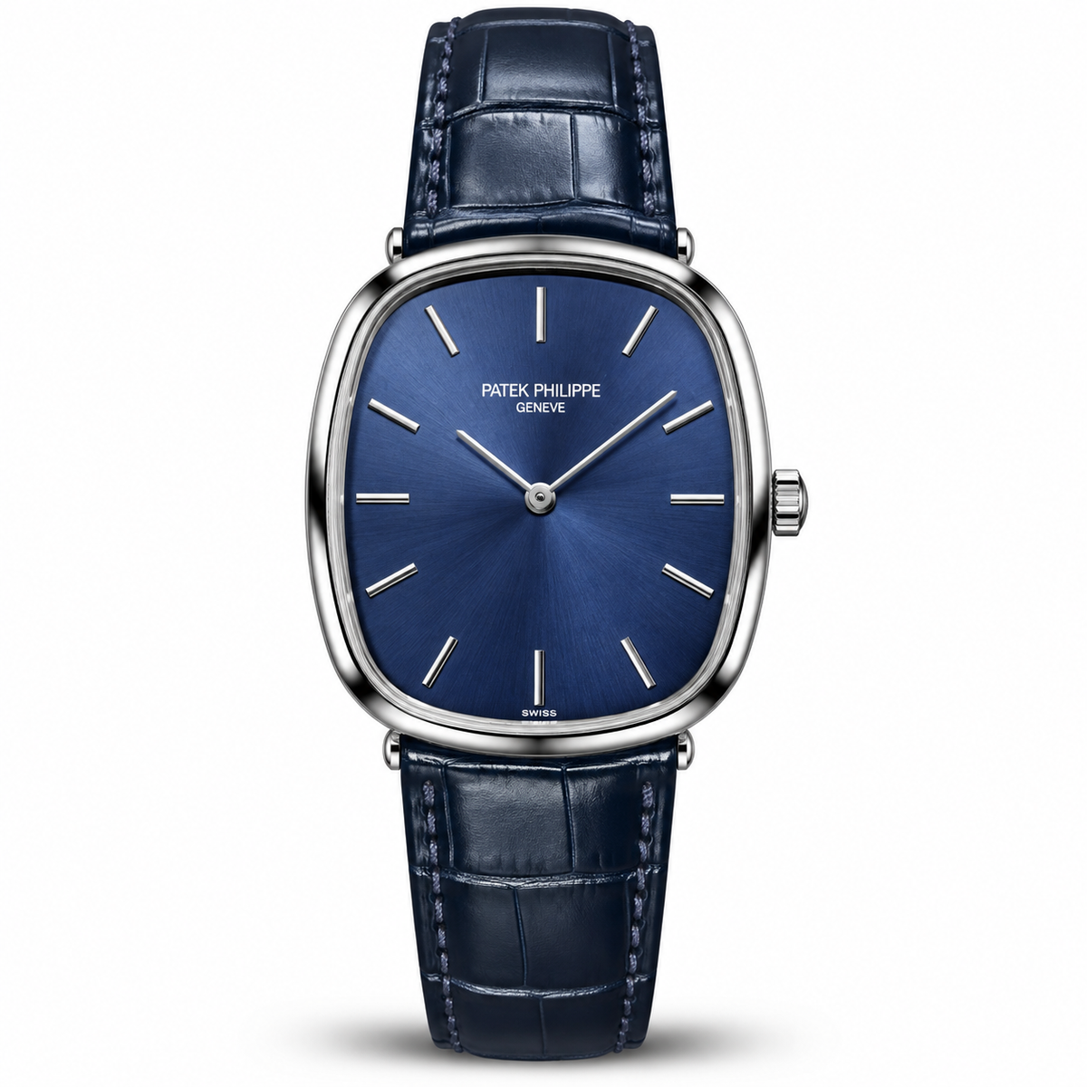 Patek Golden Ellipse Leather Straps Quartz - Silver Case
