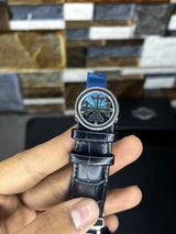 Patek Nautilus Leather Strap Master Lock - Black-White