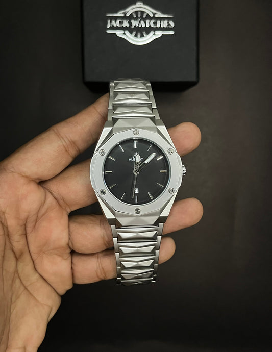 HB Diamond Cut Steel Chain Watch – Heavyweight Luxury