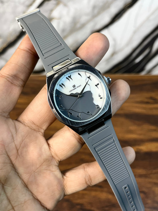 Marble Textured Arabic Dial Watch - Magnetic Strap