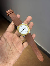 Time Craft Ultra Slim Leather Strap Watch