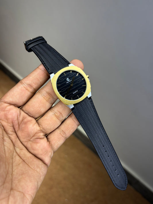 Time Craft Ultra Slim Leather Strap Watch
