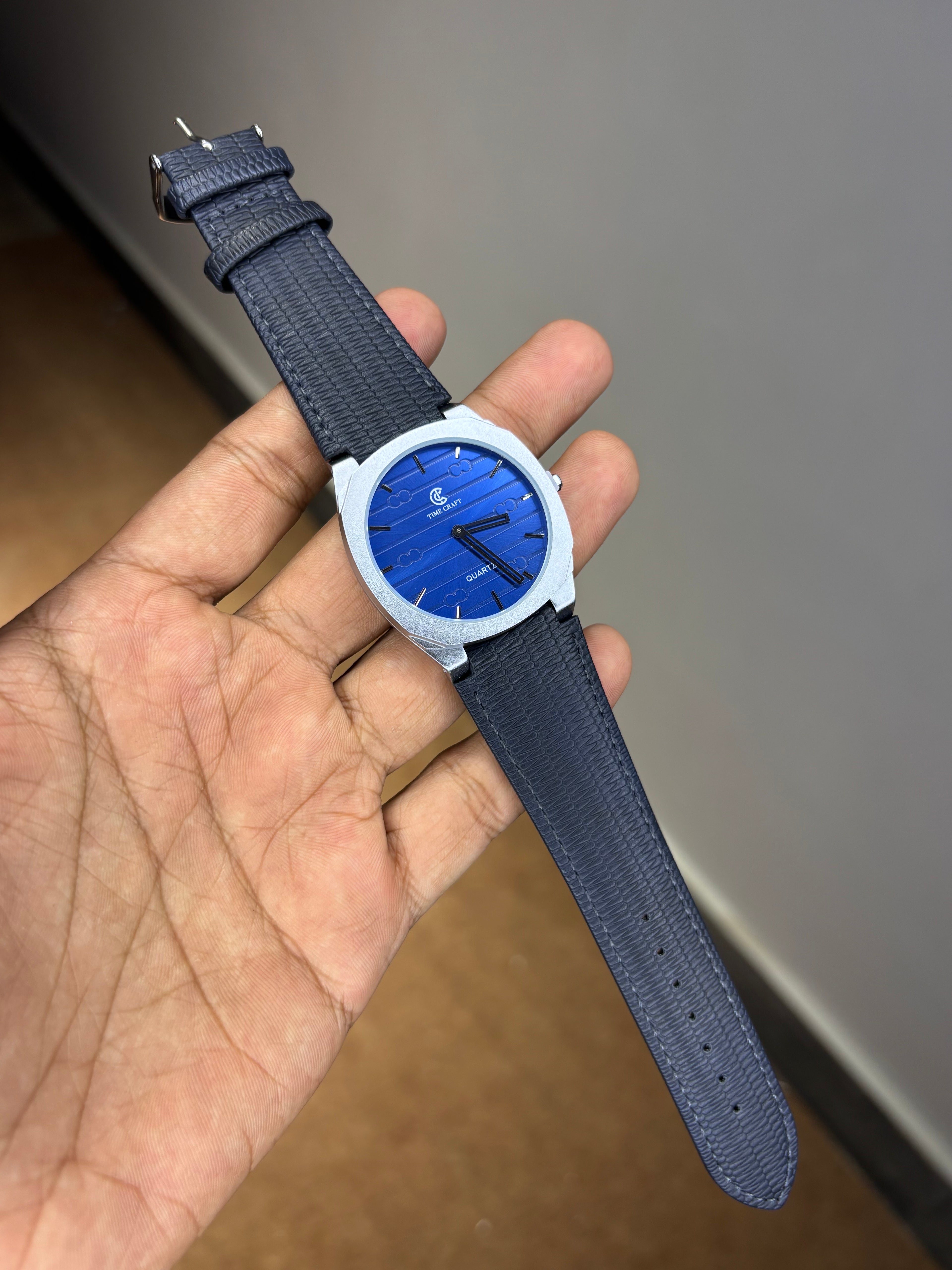 Time Craft Ultra Slim Leather Strap Watch