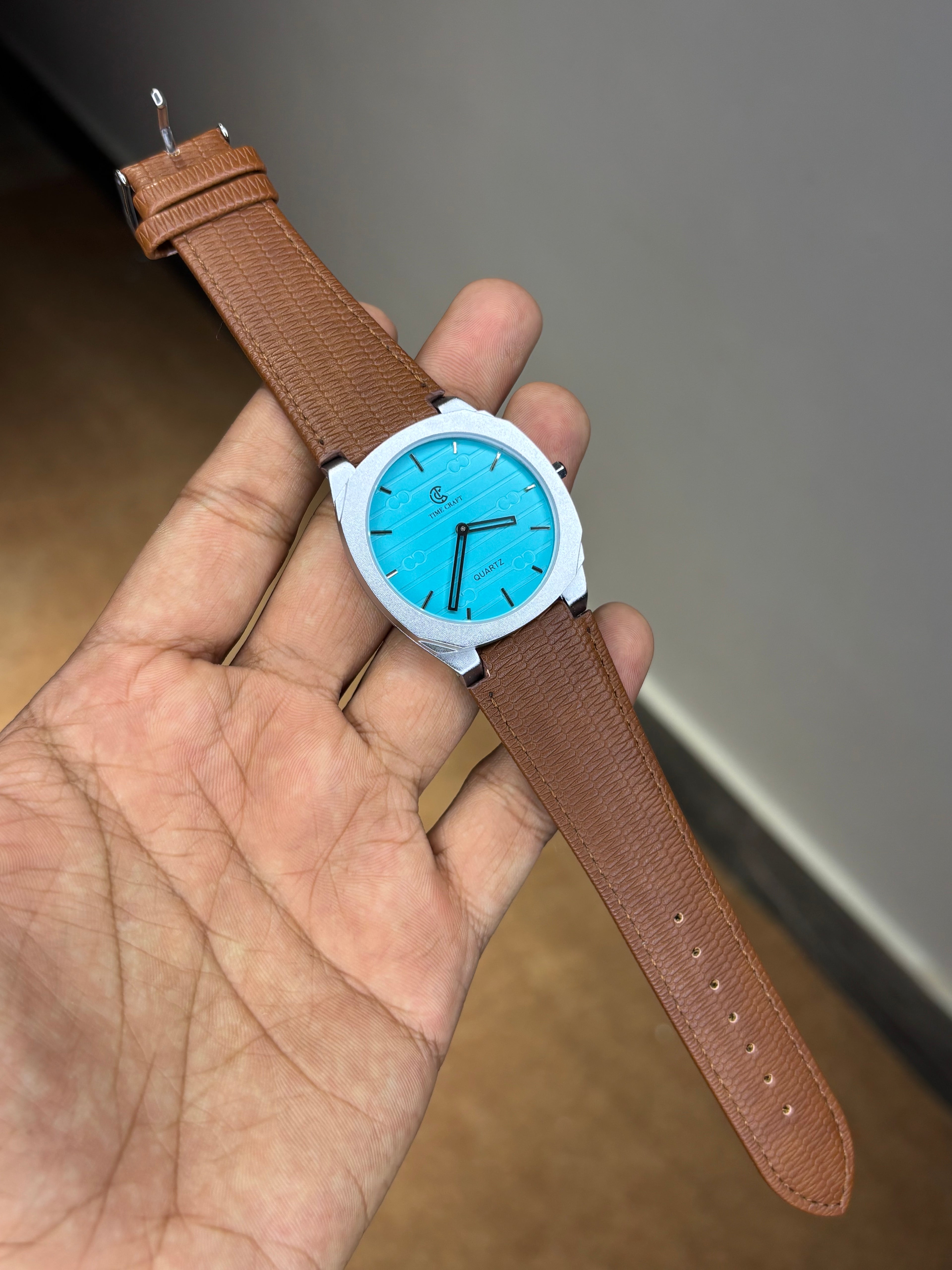 Time Craft Ultra Slim Leather Strap Watch