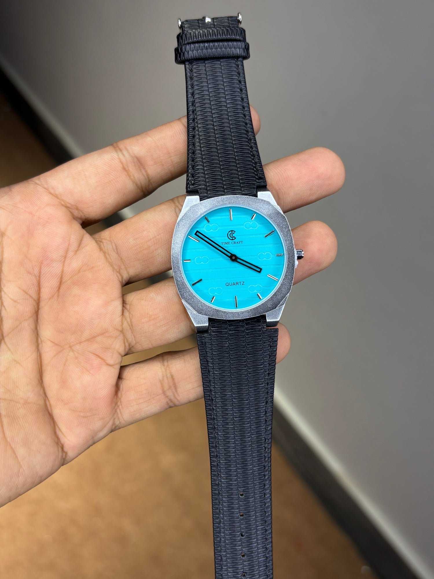 Time Craft Ultra Slim Leather Strap Watch
