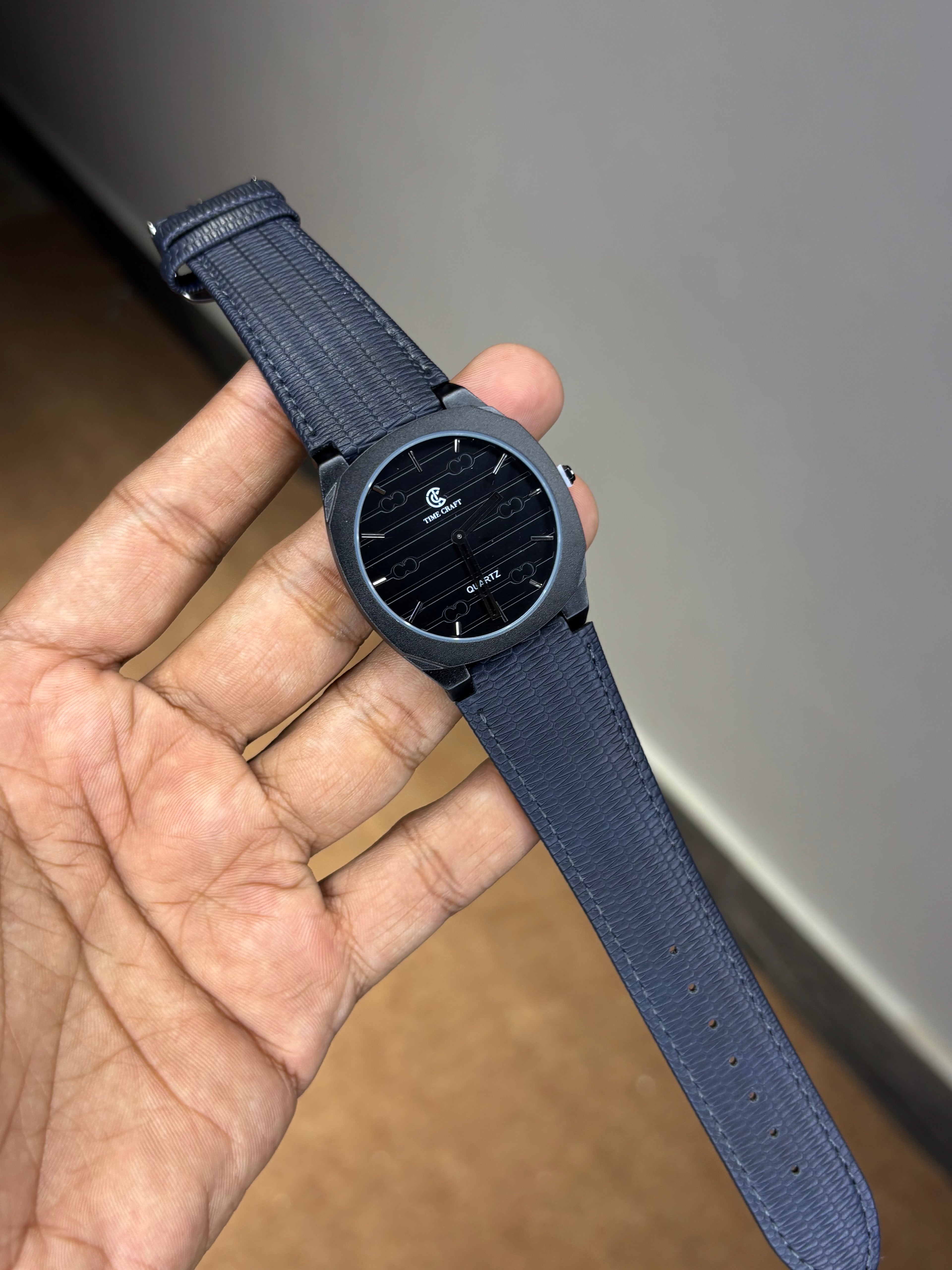 Time Craft Ultra Slim Leather Strap Watch