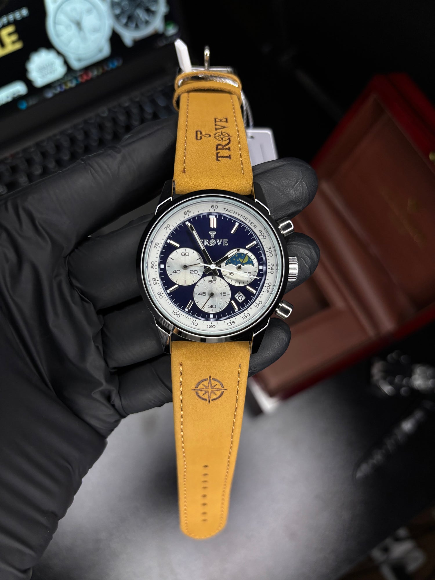 Trove Original Chronograph + Moongraph Leather Strap Watch