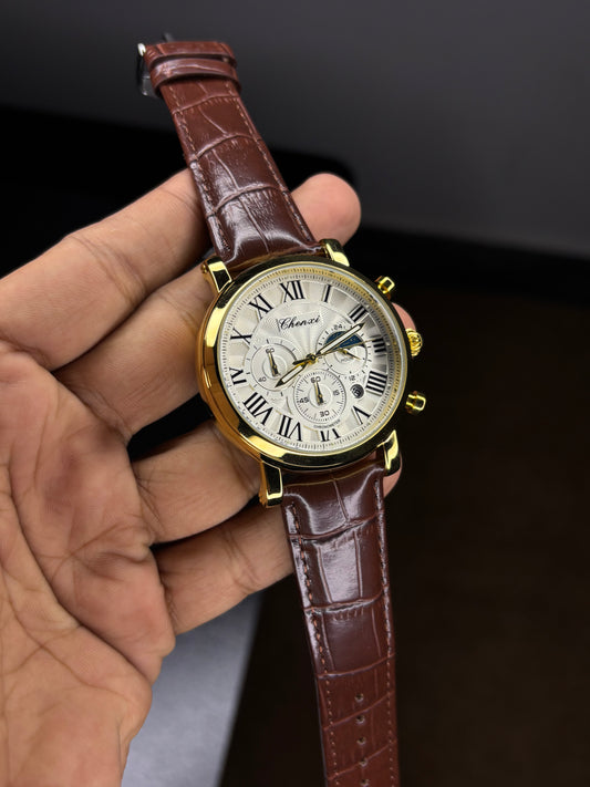 Chenxi Leather Strap Chronograph Watch