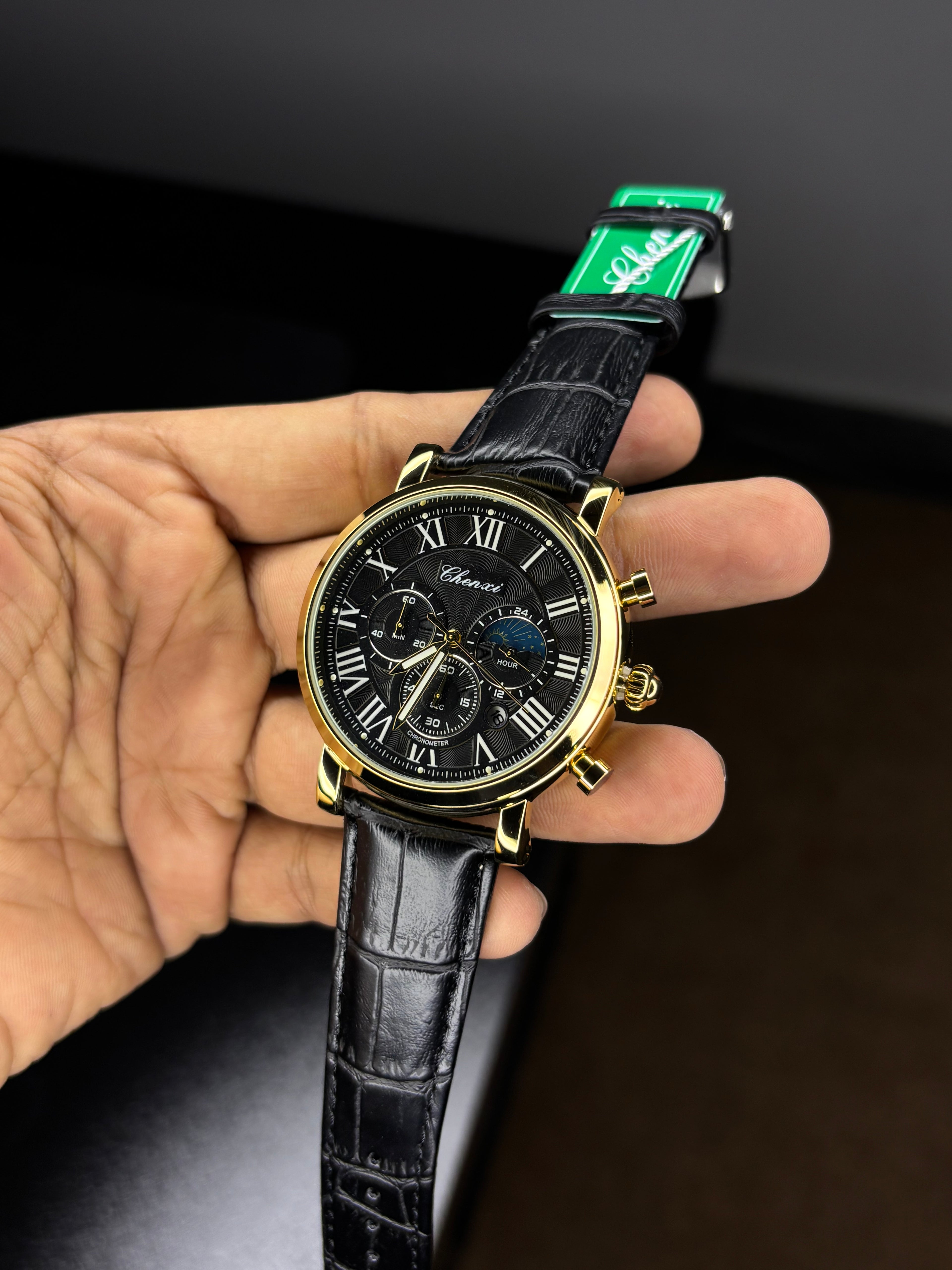 Chenxi Leather Strap Chronograph Watch