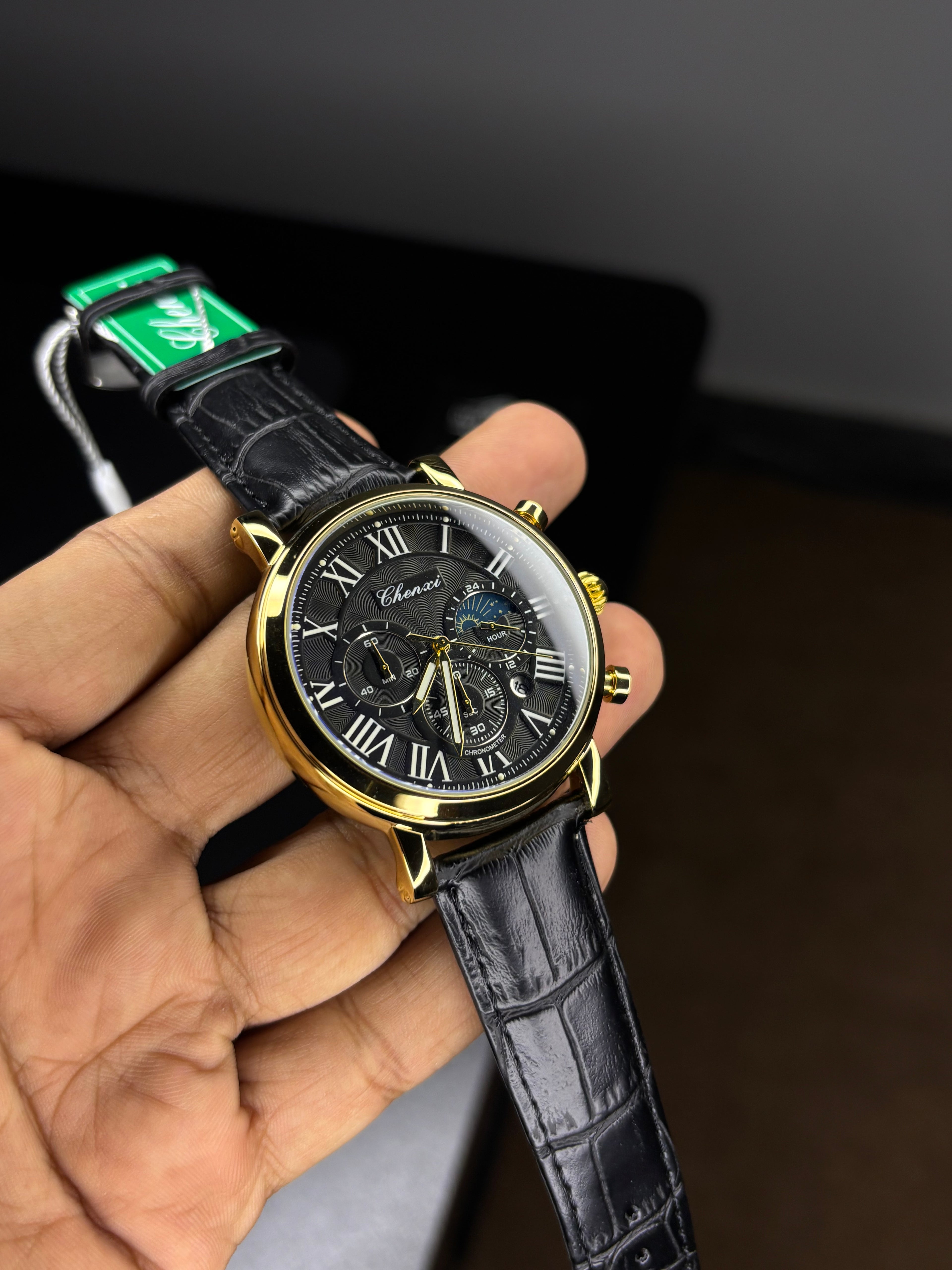 Chenxi Leather Strap Chronograph Watch