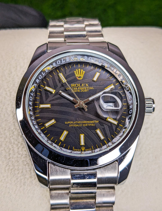 RLX Oyester Perpetual Date Adjust In Black Textured Dial