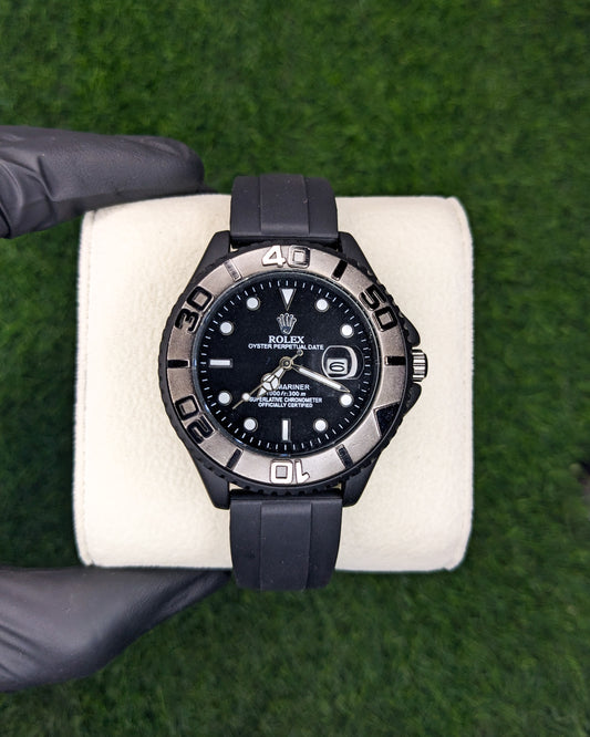 RLX Yacht Master Black Date & Time in Rubber Strap