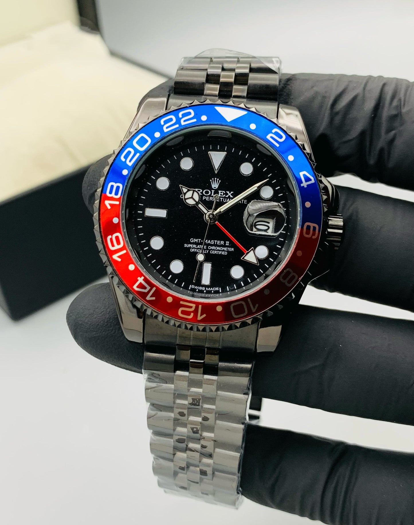 RLX GMT Master Edition With Rotating Dual Color Bezel & Date Adjust Feature