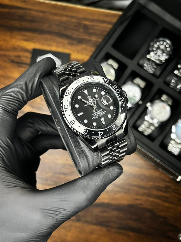 RLX GMT Master 2 - Full Black - Black-White Bezel