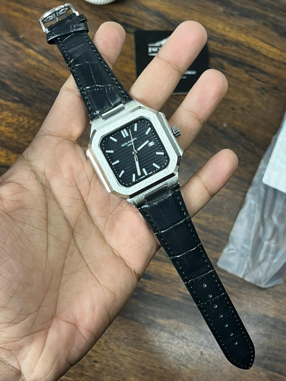 Patek Cubitus Leather Strap Quartz Watch