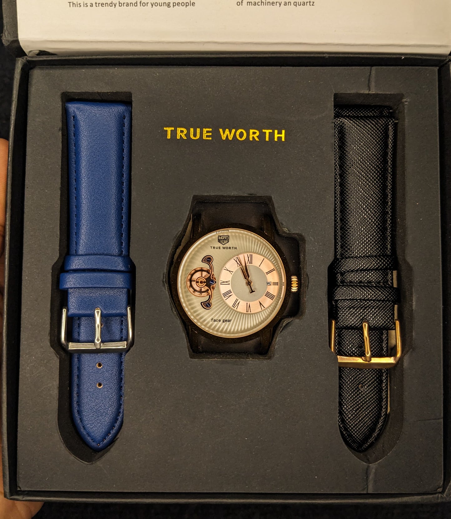 True Worth Face Gear Dual Strap Watch - Golden Color