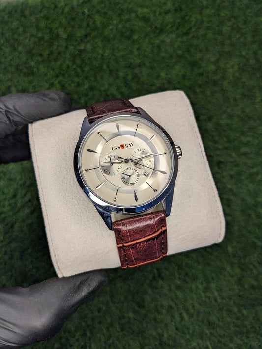 Cassray Brown Leather Strap Chrono Style Watch