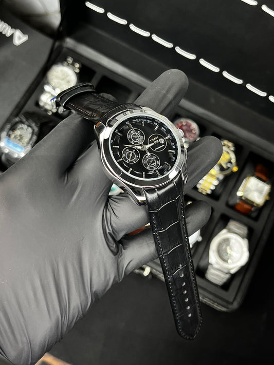 Tsot Leather Strap Chronograph Watch
