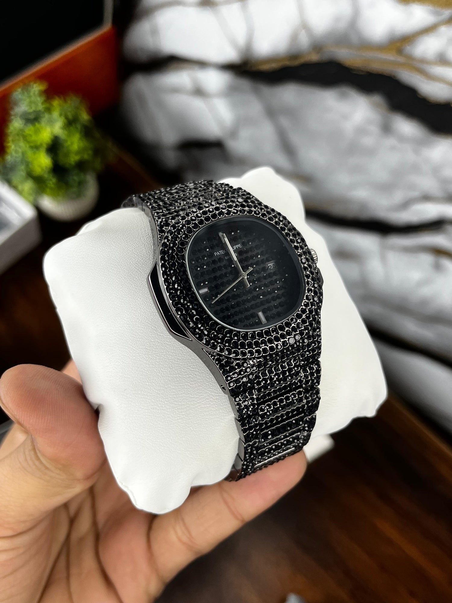 Fully Stoned Black Patek Nautilus