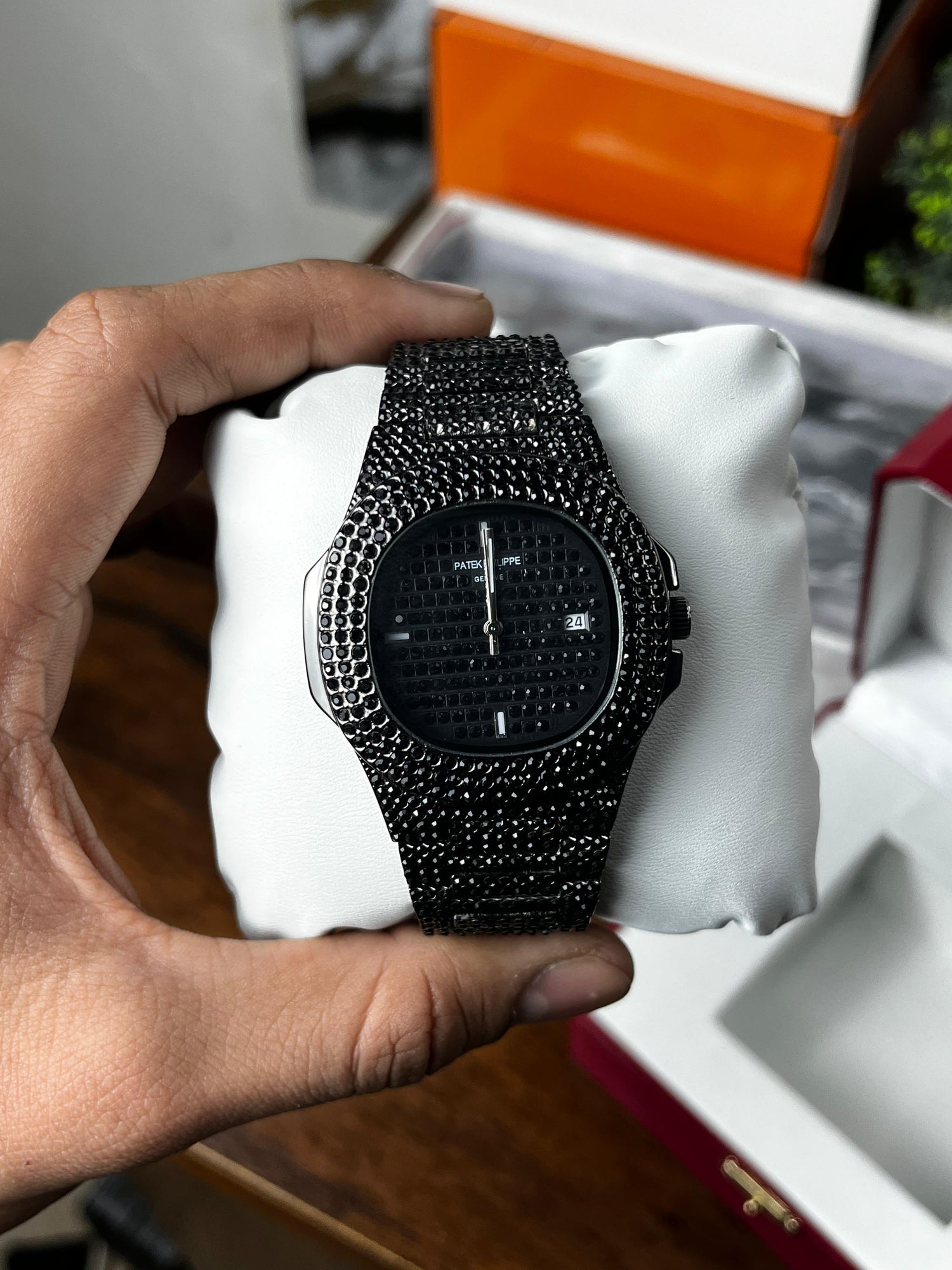 Fully Stoned Black Patek Nautilus