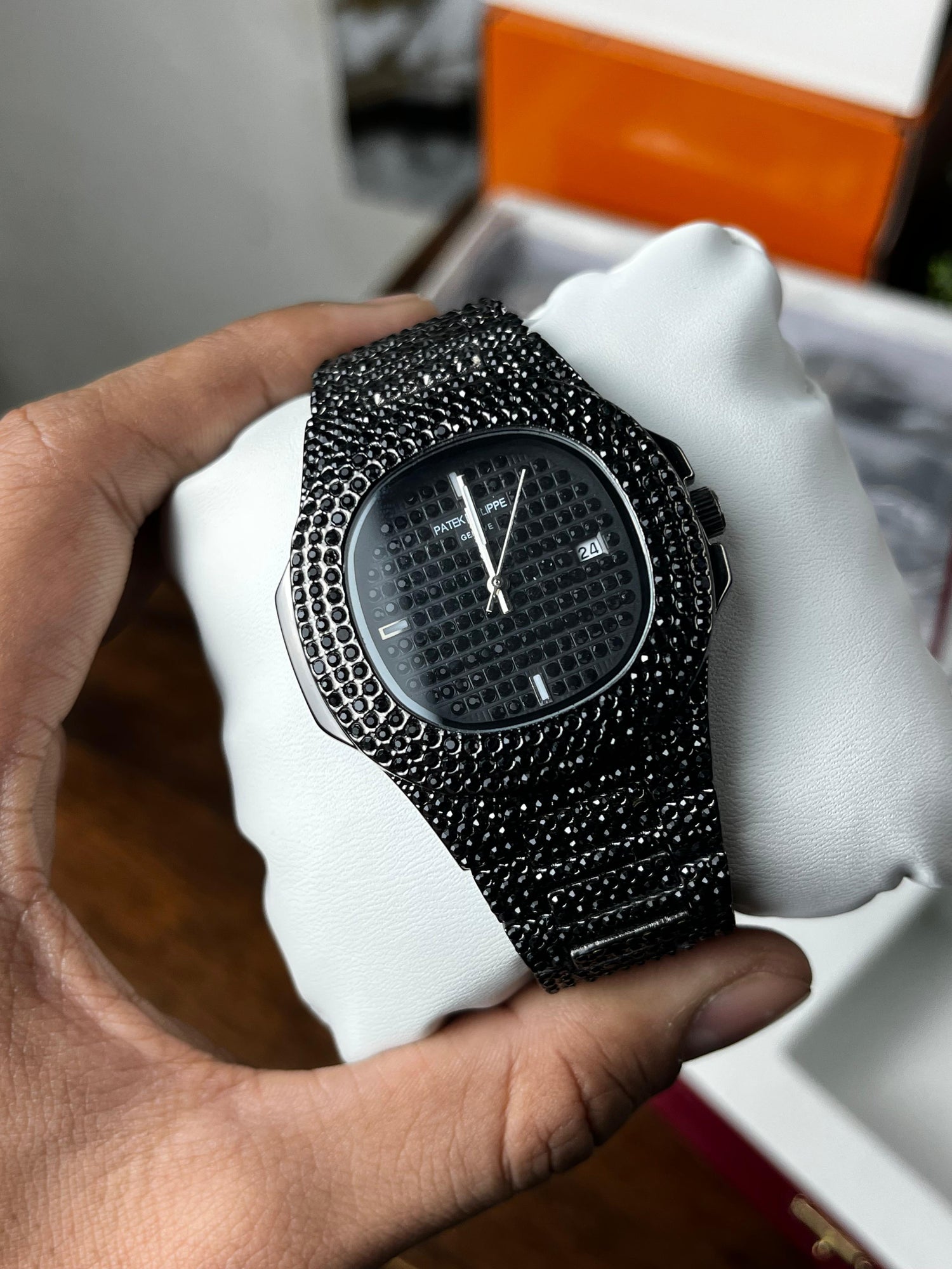Fully Stoned Black Patek Nautilus