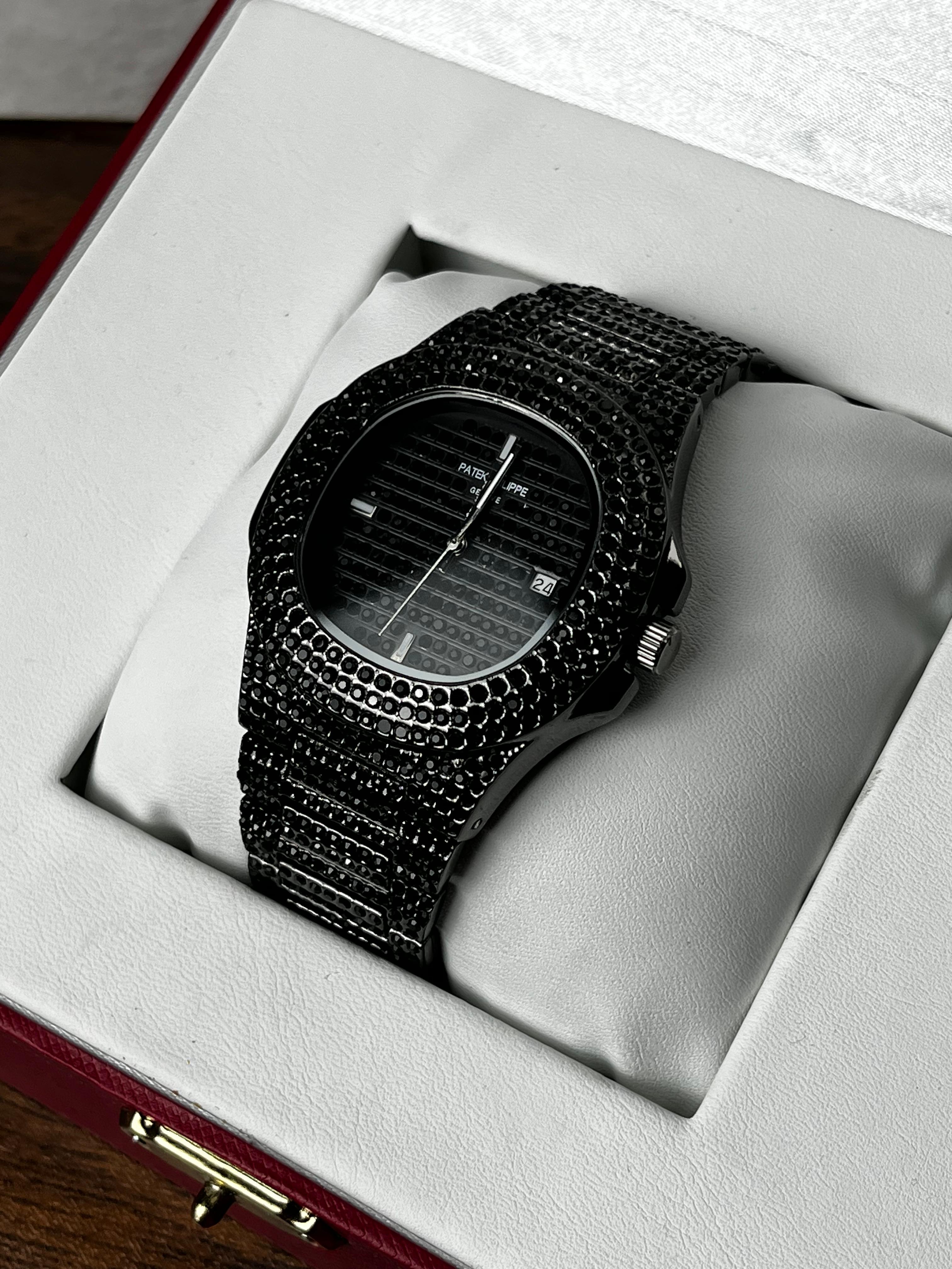 Fully Stoned Black Patek Nautilus