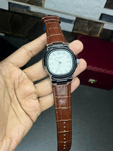 Patek Nautilus Leather Strap Master Lock - Brown-White