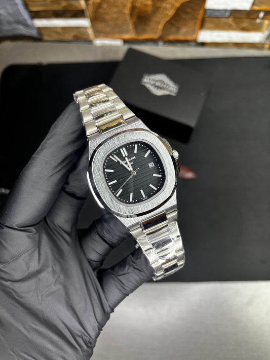 Patek Nautilus Quartz Watch - Black Dial